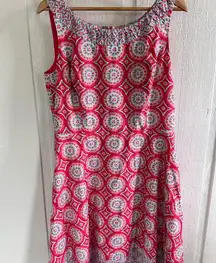 Talbots Bright Elegant Red Eclectic Patterned Women's Work and Casual Dress