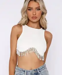 White Fox White Jeweled Top