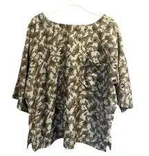 Lou & Grey Camo Top Blouse V Neck or Boat neck Light Weight Women's sz. S