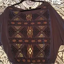 aztec dolman three-quarter sleeve top