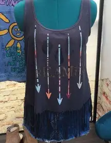 Women’s Boho Arrow Western Boho Graphic Fringe Tank Top