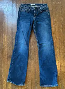 Shyanne Women's Blue Relaxed Jeans with Tan Embroidery