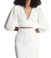 Reiss Ava V Neck Bow Back Cuffed Sleeves Crop Top Women’s Sz 8