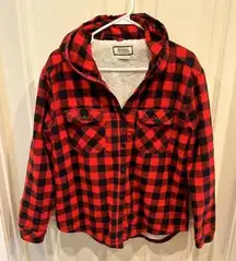 Boston‎ Traders Womens Flannel Sherpa Lined Shacket Size Large