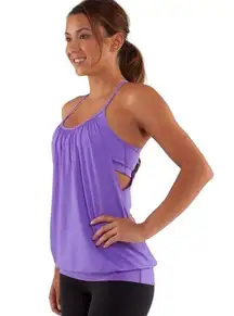 Lululemon No Limits Tank Power Purple Built in Sport Bra Top Size 4