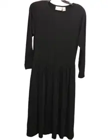 the Catalog Pleated Babydoll Shoulder Pad Maxi Dress Black Small