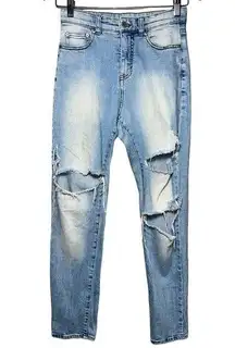 Cheap Monday Women’s Size 26 30 Air Blue Destroyed Donna High Rise Ankle Jeans
