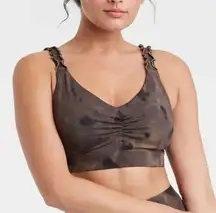 Joy Lab Brown Black Tie Dye Scrunch Sports Bra Athleisure Size Medium