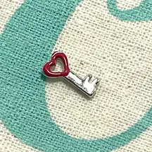 Origami Owl Living Lockets Retired and HTF Red Enamel Heart Key Floating Charm