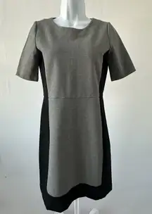 J Crew Ponte Knit Black Gray Short Sleeve Career Dress Women's Sz 2 (B50)