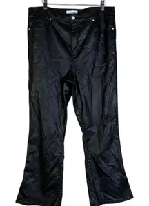 LOFT Kick Crop Faux Leather Pants Black Size 14