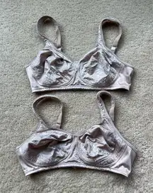 Lot of 2 Playtex Ultimate Lift & Support Wireless Beige Bras - 36C - #4745