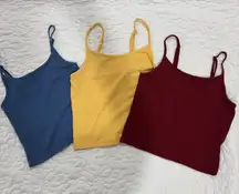 American Eagle Ribbed Spaghetti Strap Cropped Tank Tops - Bundle of 3