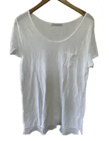 Cut Loose Women's Linen Cotton Blend Semi Sheer Sequins Accents Basic T-Shirt M