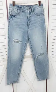 Express Conscious Edit Straight Ankle High Rise Jeans Blue 4 Distressed