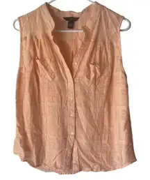 Bit & Bridle Women's Size Large Peach Sheer‎ Western Sleeveless Top