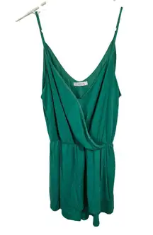 Lush Green Sleeveless Romper With V-Neck & Spaghetti Straps Size S