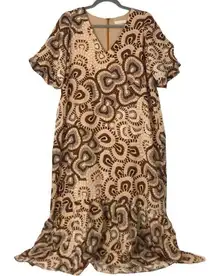 MARIE OLIVER REBA MAXI DRESS IN MOSAIC PUFF SLEEVE TIERED LINEN WMN MEDIUM $459