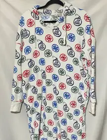 Life Is Good WOMENS SIZE SMALL Hooded Nightgown Snowflake and Ornament Pattern