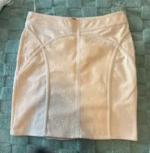 Free People Seashell Peach Floral Lace Inset Pencil Mini Skirt Side Zip Sexy Med