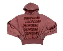 Drop Dead - Zip Sleeve Exposed Seam Logo Hoodie in Red