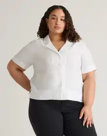 NWT Quince Classic White 100% European Linen Short Sleeve Shirt Sz 3X