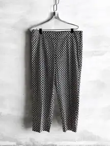 Talbots Black & White Geometric Print Cropped Career Casual Pants Trousers6P