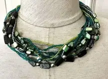 Coldwater creek blue abalone mule strand statement necklace