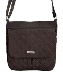 Vera Bradley Chocolate Brown Crossbody Purse Quilted Pockets Organization