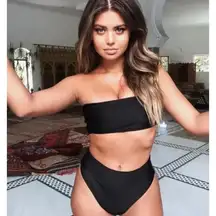 Tiger Mist Solange Bikini Bottom‎ Black High Waist Size Large