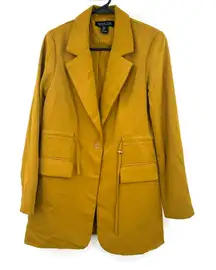Rachel Zoe Size Small Long Line Coat Jacket Anorak Style Yellow Gold‎ Pockets