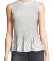Theory Canelis Knit Stripe Black & White Peplum Tank Top