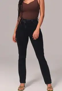 Abercrombie & Fitch 90's Slim Straight Ultra High Rise Criss Cross Black 20 Long