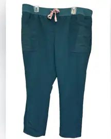 Figs Technical Collection Teal Straight Leg Pants with Pink Drawstring