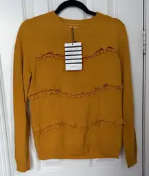 NWT Sezane Andreas Yellow Ruffled Pullover Sweater