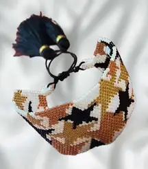 Miyuki Glass Seed Bead Wide Cuff Stars Tassel Bracelet