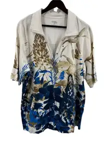 Liz & Me Sport Zip Up Short Sleeve Collared Knit‎ Top 0X 16W