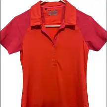 Under armour orange and red short sleeve polo shirt size small