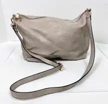 Taupe Grey Faux Leather Crossbody Purse Handbag