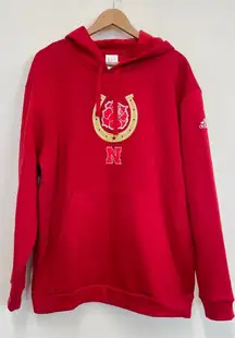 Adidas Red Nebraska Huskers Horseshoe/Rose Hoodie‎ - Size L