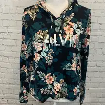 CALVIN KLEIN Long Sleeve T-Shirt w Hood Floral Print-Small