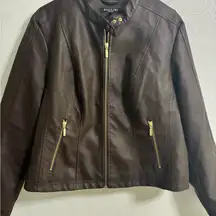 Baccini Women's Brown Faux Leather Jacket XL