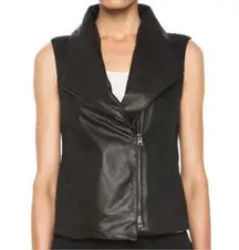 VINCE Leather and linen vest