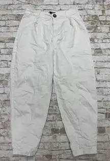 Zara Pants Women's Large Khaki Tan High Waisted Pleated Y2k Tapered