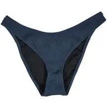 J. Crew Textured curved-waist‎ cheeky bikini bottom in Navy M NWT