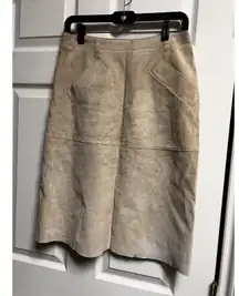 305-018 Isaac Mizrahi Target Suede Pencil Skirt Maple Syrup‎ Tan Leather Women 4