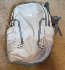 Grey and white The North Face backpack #backpack #outdoor