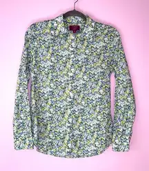 J Crew Poplin Shirt in Liberty Floral w Blue Green for Women Size 0