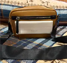 Tahari Tan and White Camera Bag