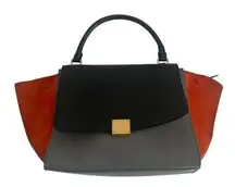 CELINE 2WAYHand Bag Trapeze Shoulder bag Gray x Black x Orange